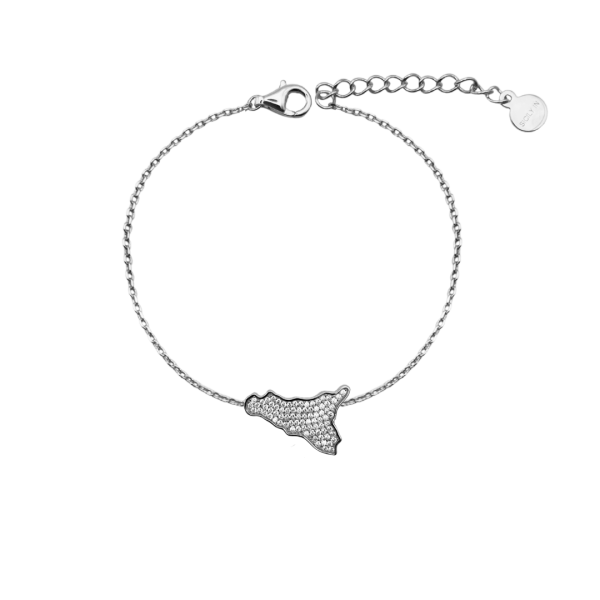 Bracciale bianco con charm Sicilia in argento 925 - BC201B