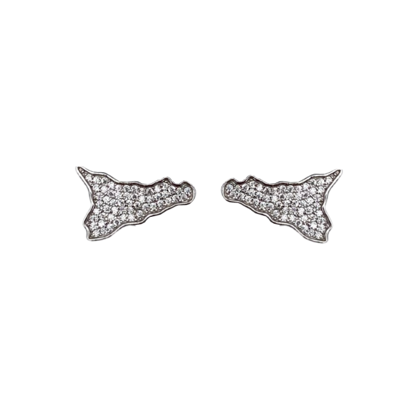 Orecchini bianchi con charm Sicilia in argento 925 - OR201B