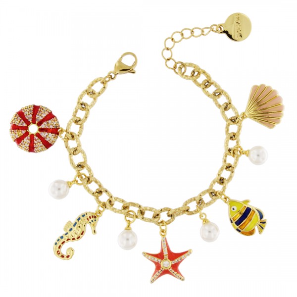 BRACCIALE IN METALLO ANALLERGICO CON PLACCATURA ORO  E CHARMS - BC338G