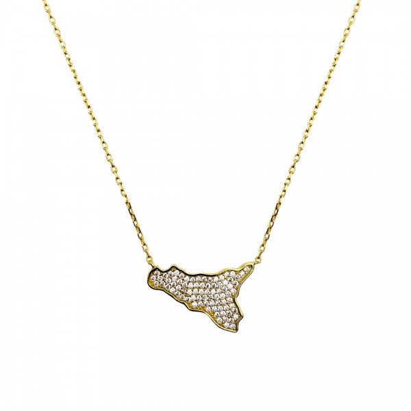 Collana gialla con charm Sicilia in argento 925 - CL201G