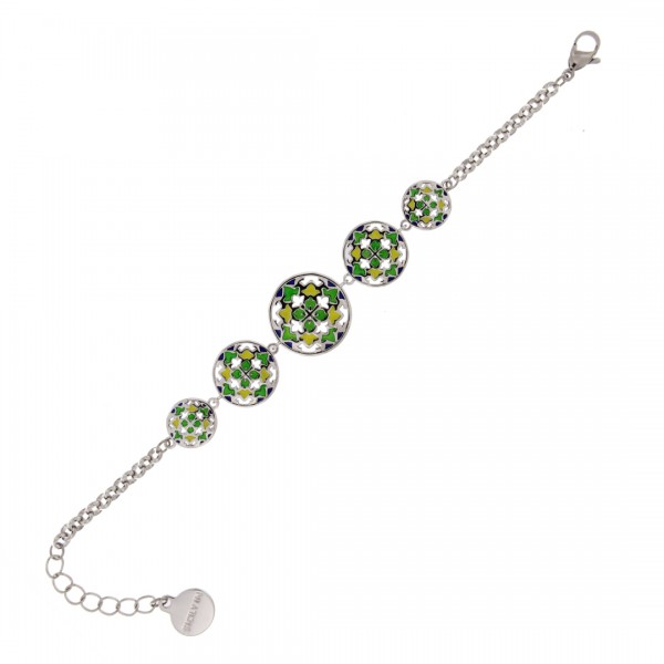 BRACCIALE IN METALLO ANALLERGICO CON ELEMENTI MAIOLICHE SICILIANE - BC323